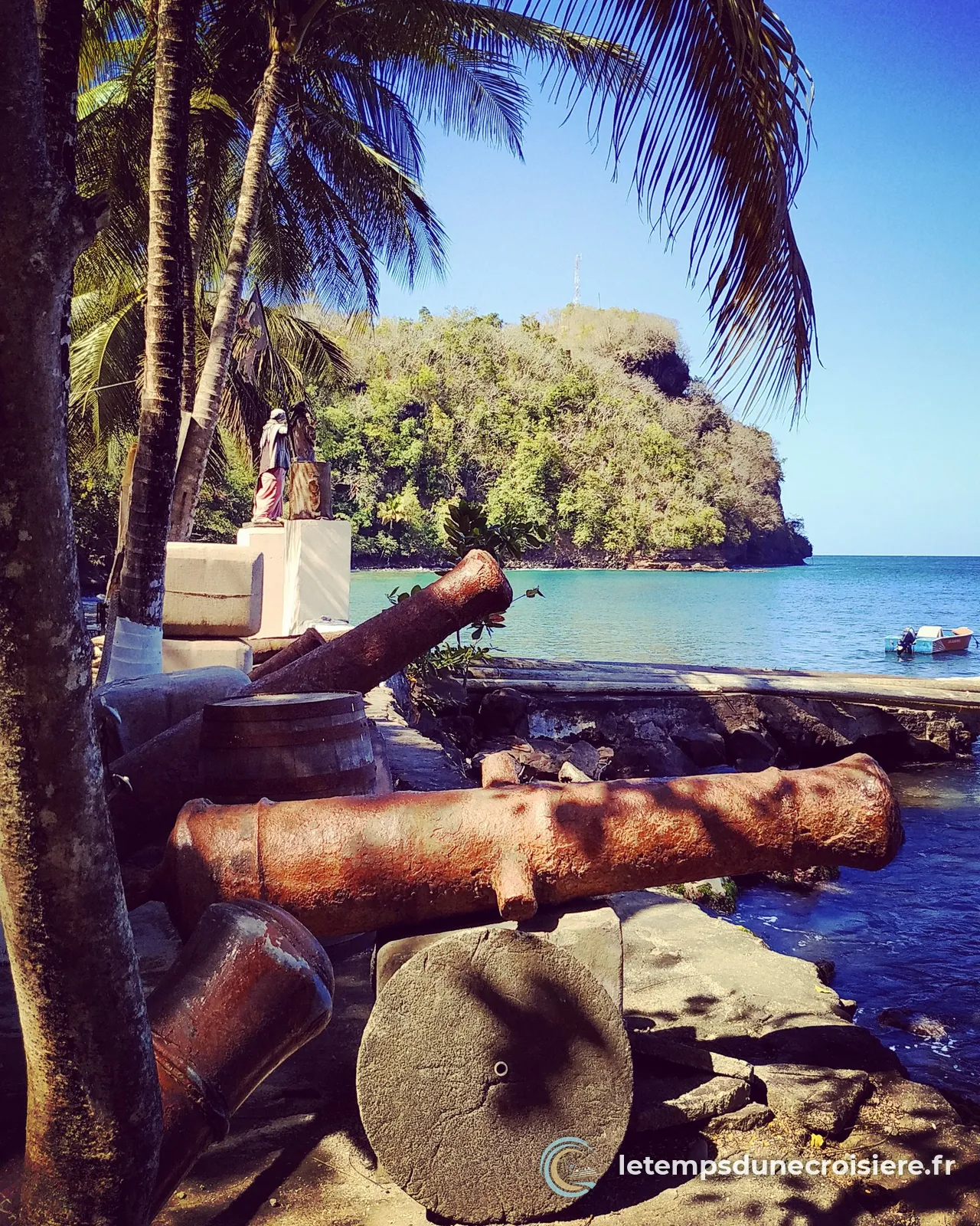 Vieux canons au bord de l'eau à Wallilabou