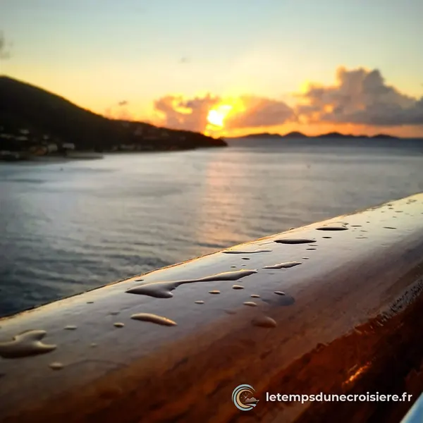 Coucher de soleil depuis le bastingage
