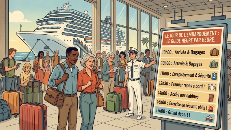 Le jour de l'embarquement : le guide heure par heure